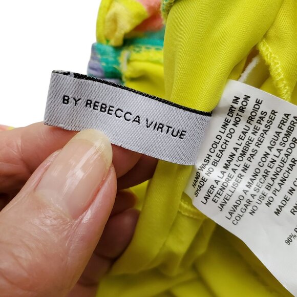 Becca Rebecca Virtue Costa Bella Yellow Tropical Print Plunge One Piece Swimsuit - Picture 15 of 16